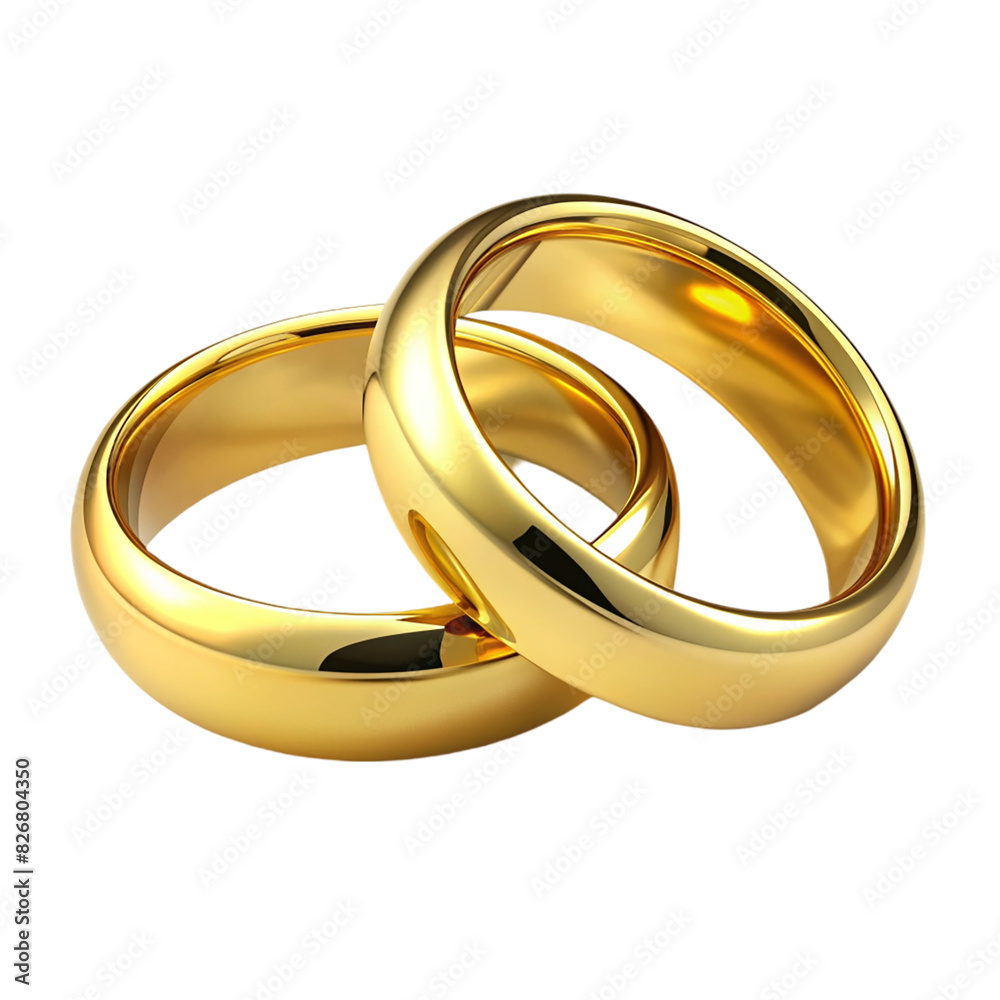 Two golden wedding rings Isolated on transparent background Two golden wedding rings Isolated on transparent background