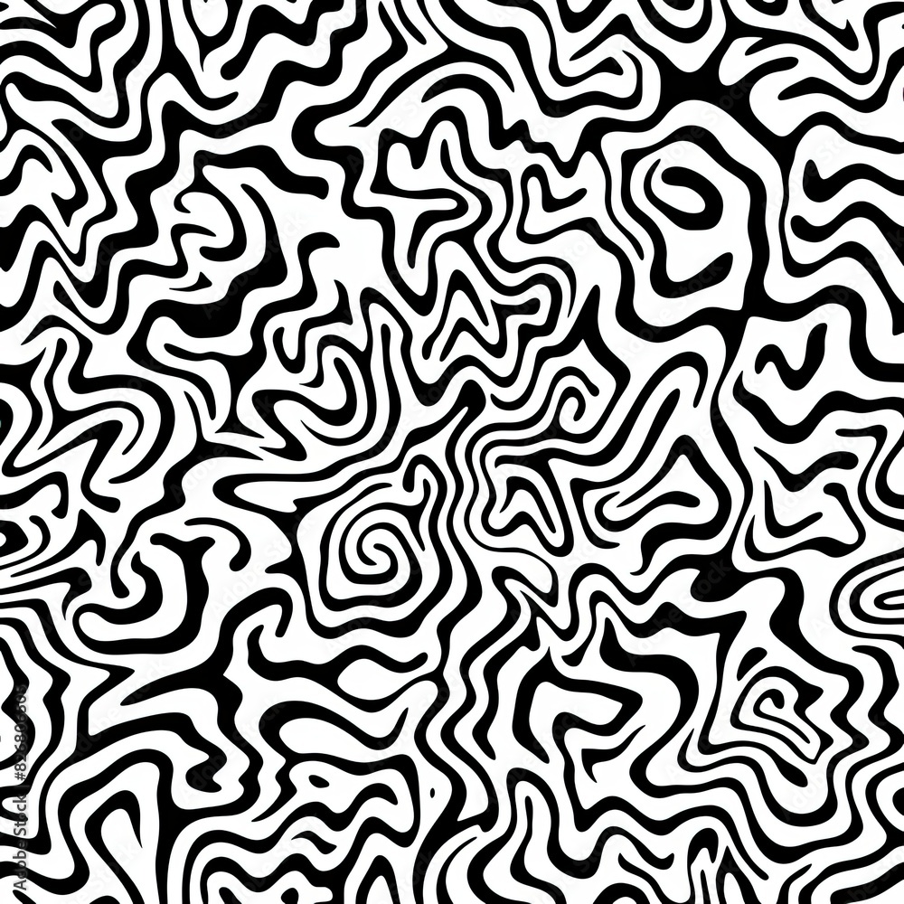 Clean High Resolution Vector AI Kaleidoscope Pattern, Trippy, Hallucinogenic, in Black & White 
