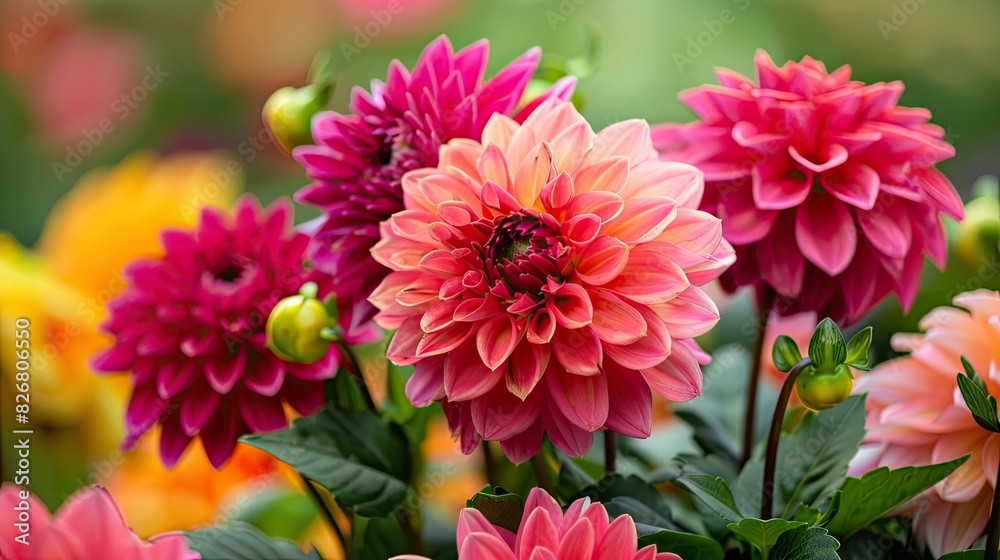 Elegant flowers blooming in vibrant hues