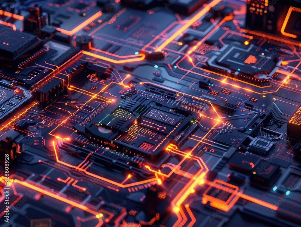 Futuristic circuits in AI concept art