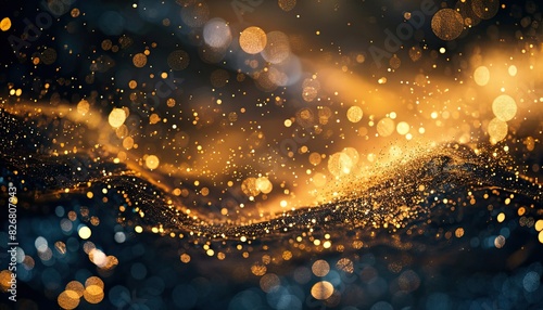 Glittering gold dust particles in the air photo