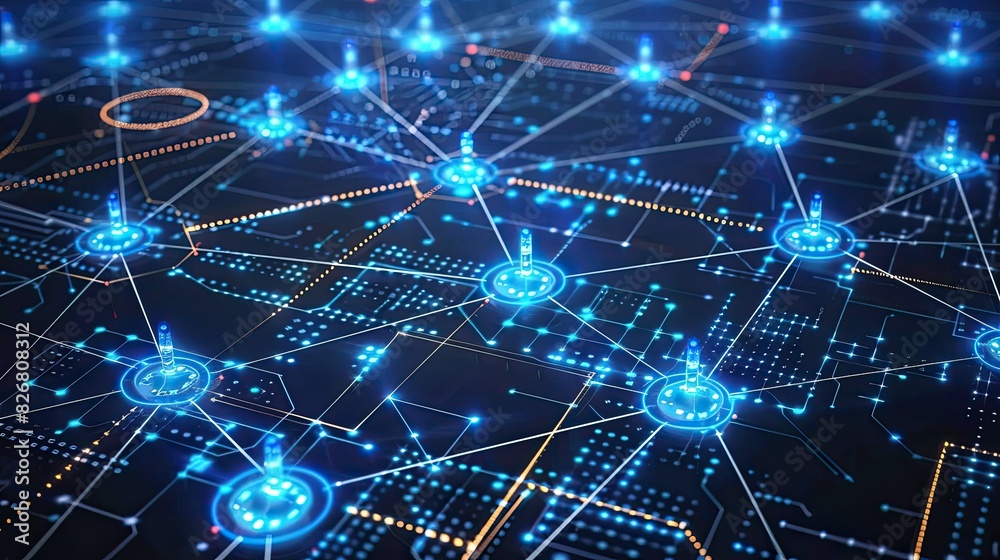 Glowing security network in digital realm Glowing security network in digital realm