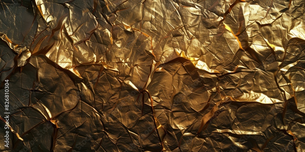 Golden light on crinkled foil texture
