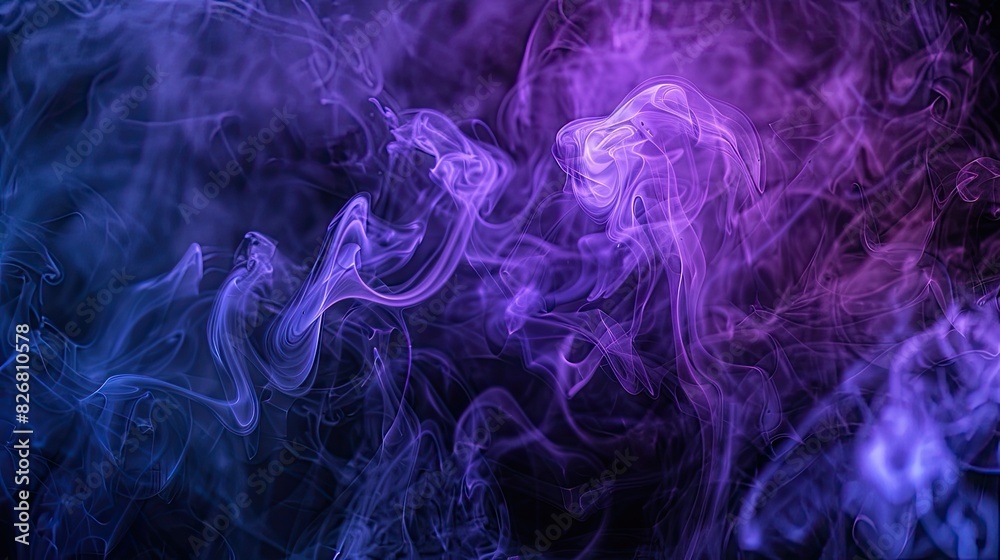 Neon purple smoke swirling against a black backdrop. Mysterious and enchanting vapor art Neon purple smoke swirling against a black backdrop. Mysterious and enchanting vapor art