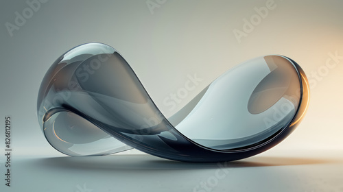 abstract glass mobius strip on a light gradient background, modern art concept