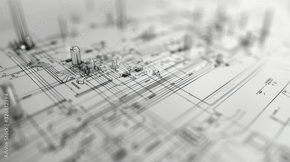 Fototapeta premium Technical schematics in abstract precision