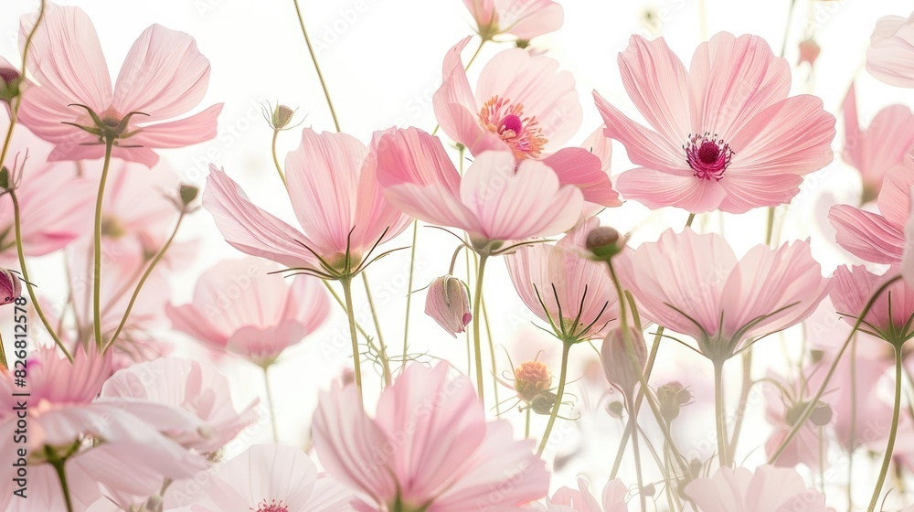 Pink flowers against a white backdrop