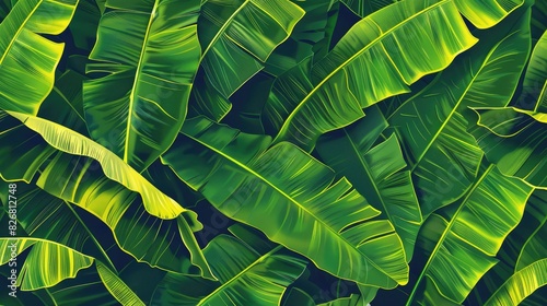 Vibrant banana leaf pattern for tropical vibes photo