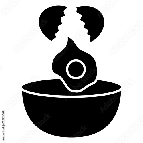 cracked egg in bowl icon