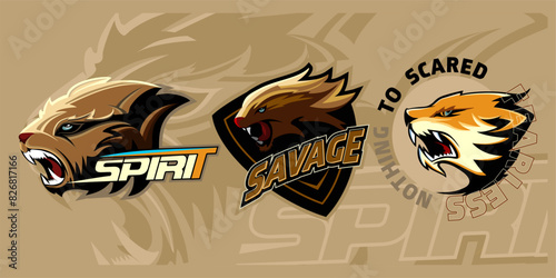 Tiger mascot sport logo design. Tiger mascot sport logo design. Tiger animal mascot head vector illustration logo. Wild cat head mascot, Tiger head emblem design for eSports team. Vector illustration