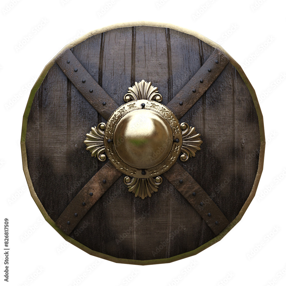 3d render medieval wooden round shield isolated 3d render medieval wooden round shield isolated