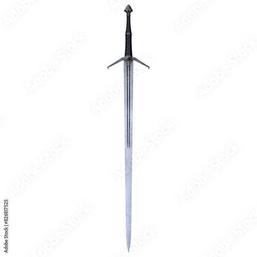 Fototapeta Naklejka Na Ścianę i Meble -  3d render fantasy steel sword isolated