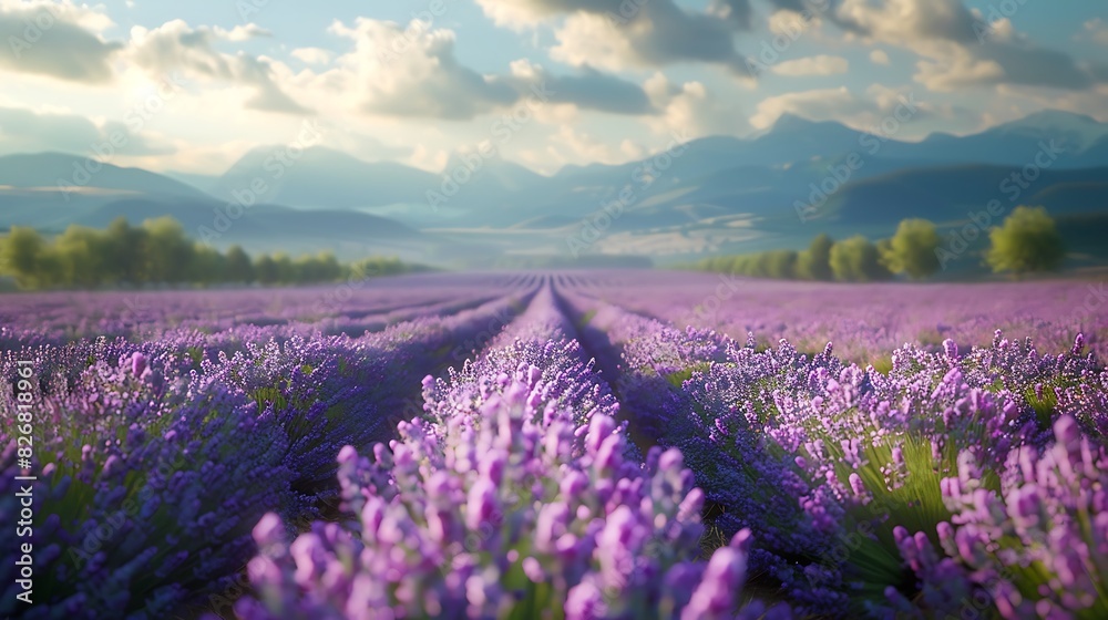 Fresh view of a field of lavender in the provence