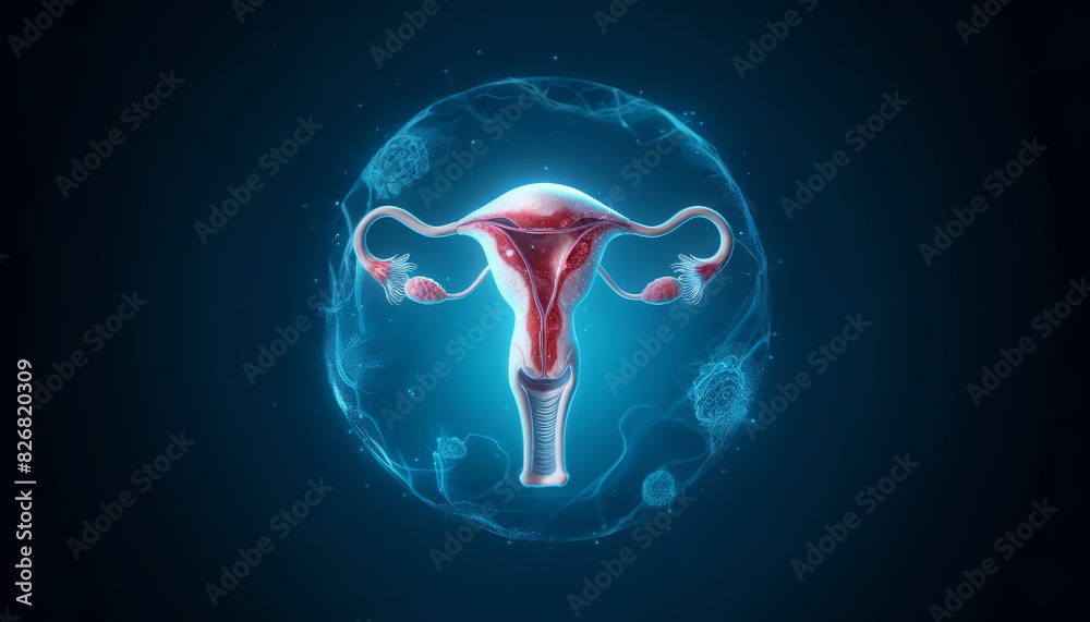 3D Render of the Female Reproductive System with Uterus and Ovaries Highlighted. A detailed 3D rendering of the female reproductive system, highlighting the uterus, ovaries, and fallopian tube. 3D Render of the Female Reproductive System with Uterus and Ovaries Highlighted. A detailed 3D rendering of the female reproductive system, highlighting the uterus, ovaries, and fallopian tube.
