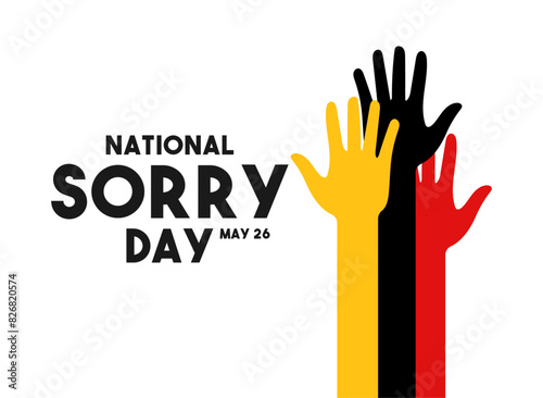 National Sorry Day. May 26. Hands icon.