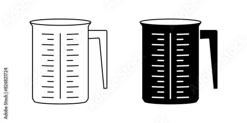 side view Measuring cup icon set isolated on white background