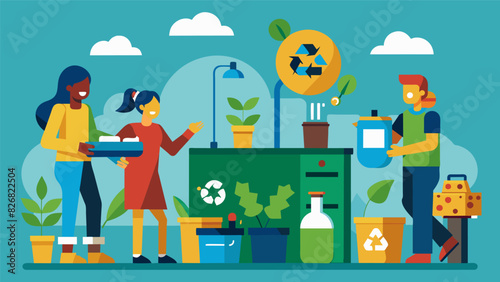 Discover the power of upcycling and learn creative ways to give new life to old items at our Sustainable Living Workshop.. Vector illustration