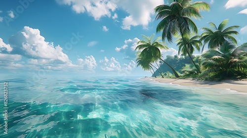 Fresh view of a beach island with palm trees