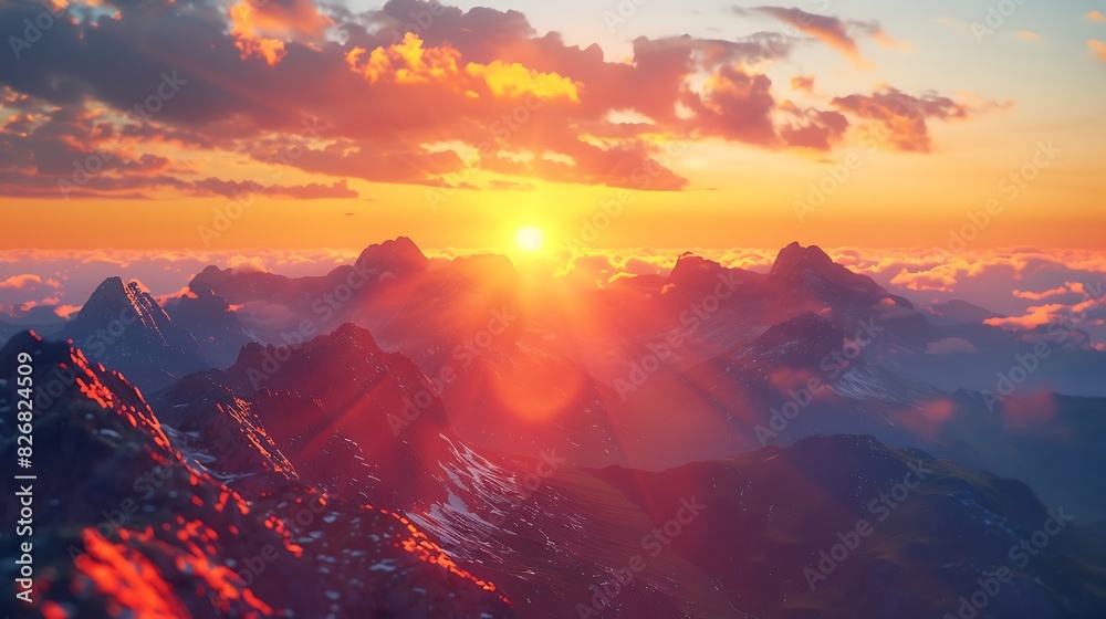 Sunset over a mountain range