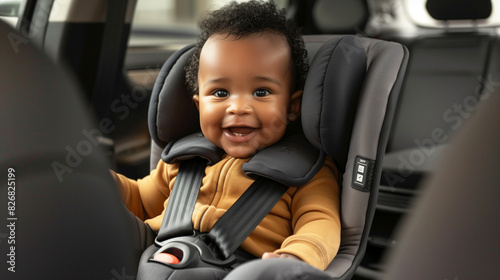 portrait of cute baby sitting in the baby seat child seat