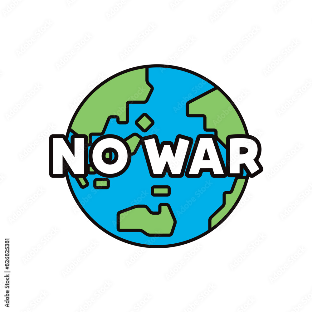 NO WARの文字と、地球のイラスト