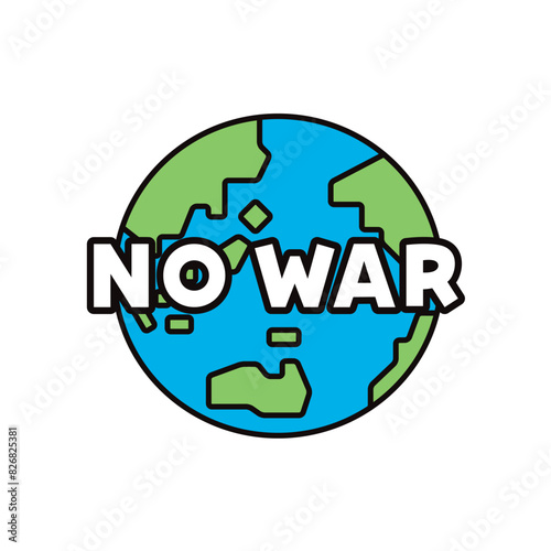 NO WARの文字と、地球のイラスト
