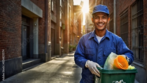 Hardworking Street Cleaner Ensures City Cleanliness at Sunrise