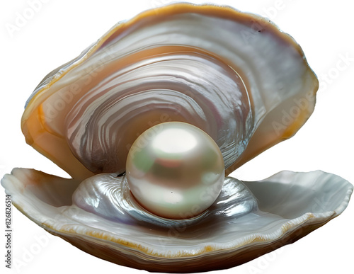 Sea shell pearl isolated on a transparent background