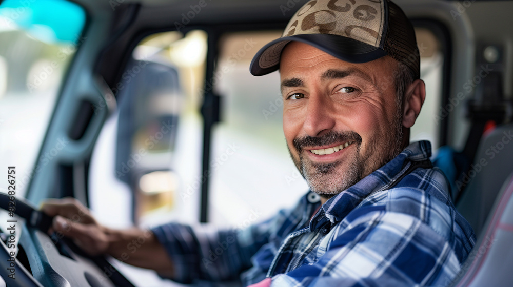 happy smiling truck driver man happy smiling truck driver man