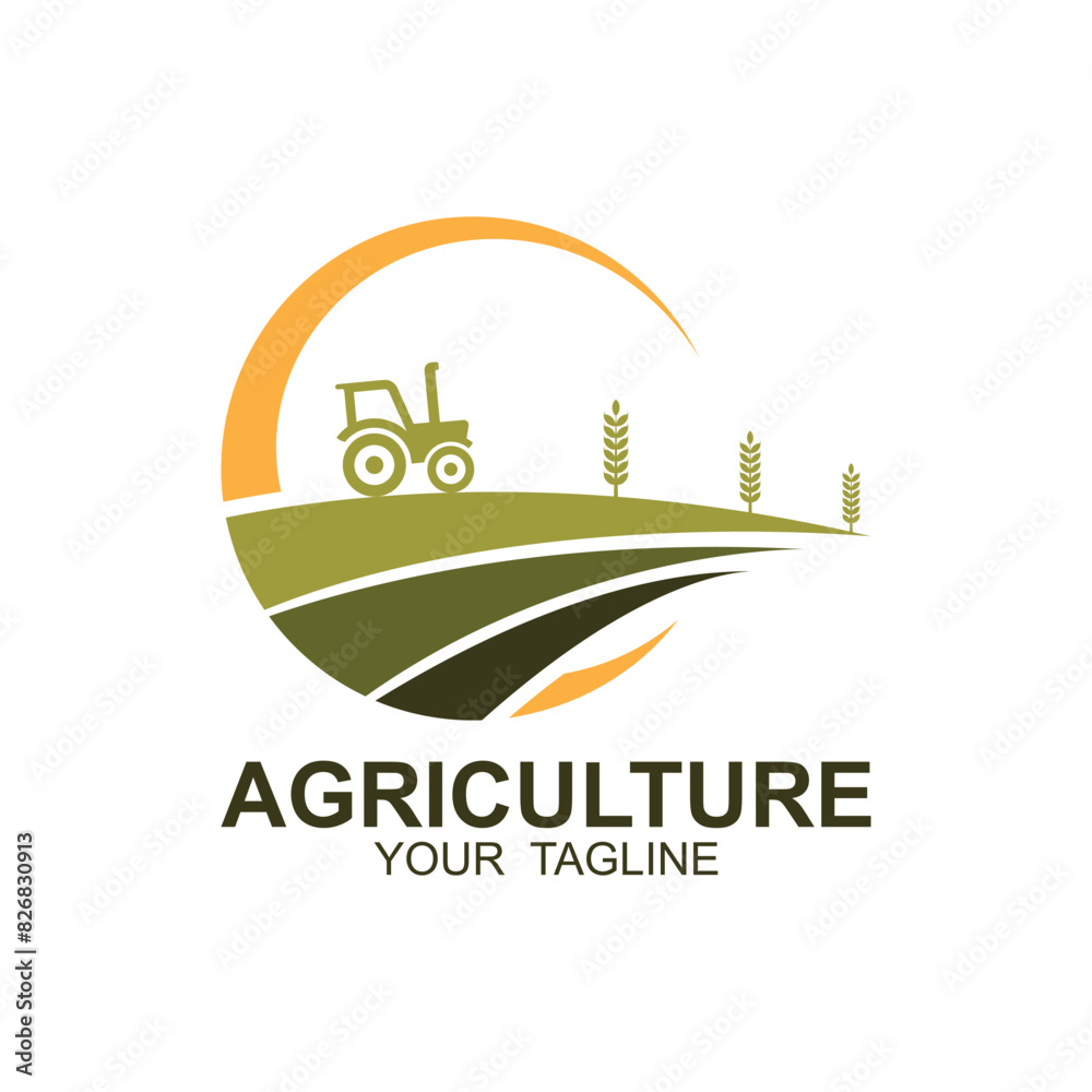 Naklejka premium agriculture logo, farm land logo design template vector