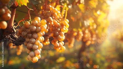 A vineyard in autumn with ripe grapes
