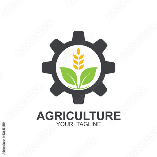 agriculture logo, farm land logo design template vector