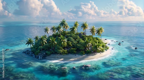 A tropical island with white sandy beaches photo
