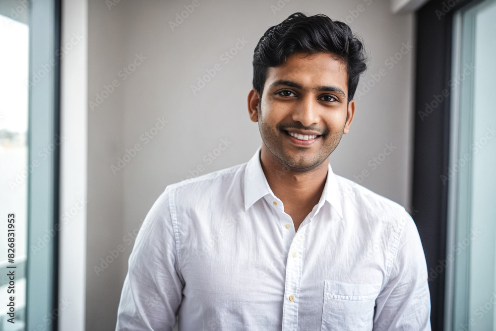 Smiling South Asian businessman in a modern studio portrait. His cheerful demeanor and confident expression reflect success and professionalism. Smiling South Asian businessman in a modern studio portrait. His cheerful demeanor and confident expression reflect success and professionalism.