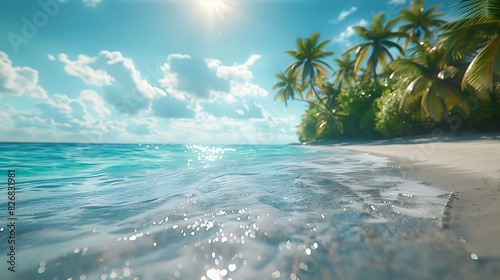 A tropical beach with crystal clear water