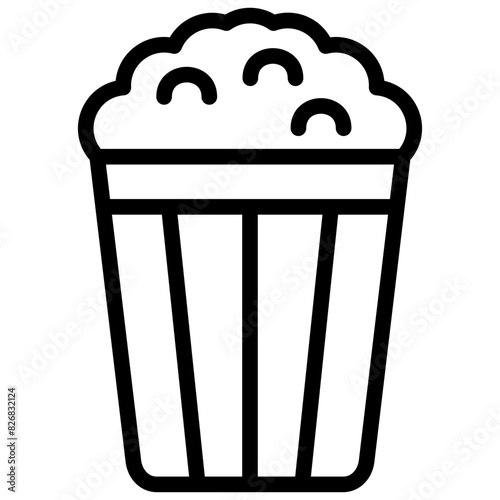 popcorn icon illustration design with outline