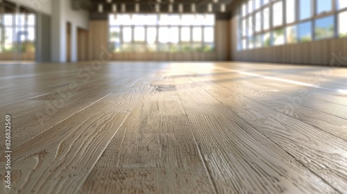 Pair of workout dumbbells resting on a natural wood floor. Minimalist fitness equipment