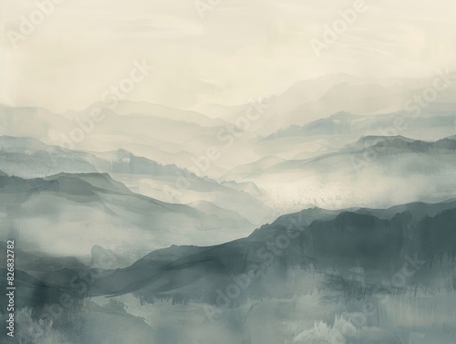Hazy lake setting featuring partially obscured aquatic flora. Serene  atmospheric environment
