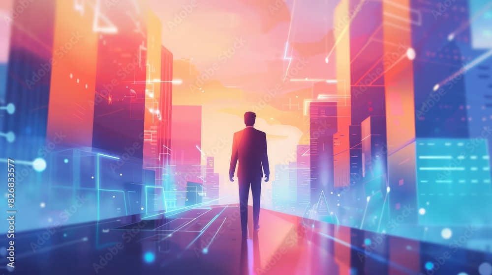 A creative business illustration of a businessman in a suit A creative business illustration of a businessman in a suit
