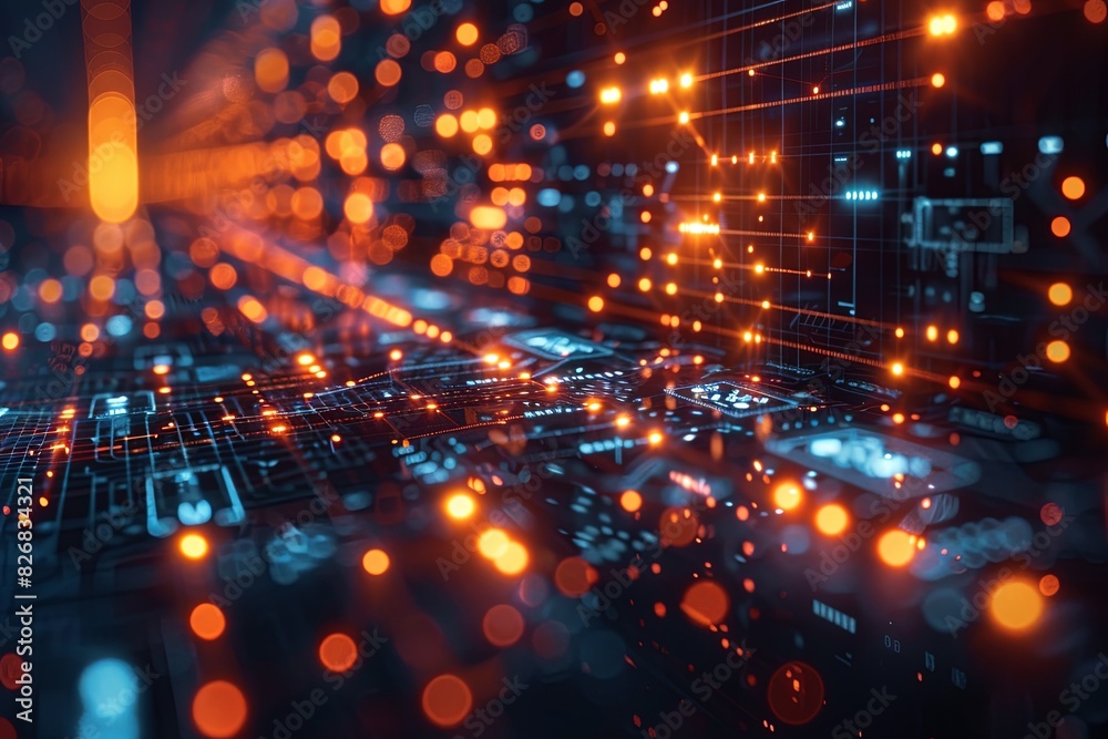 Obraz premium Digital Transformation, System Engineering and Programming Abstract Background