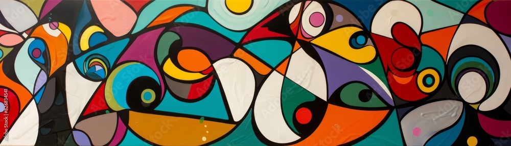 Fototapeta premium Joyful Fusion - Whimsical Abstract Art with Colorful Playful Shapes