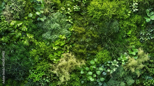 Overgrown plant with abundant moss coverage. Organic textures concept