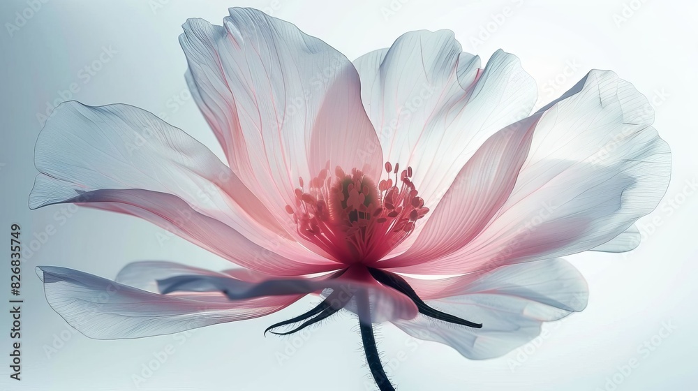 Beautiful close-up of a delicate pink and white flower against a soft background, showcasing nature's intricate details and ethereal beauty.