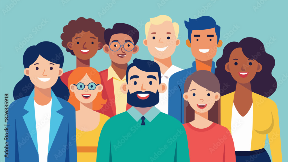 The workshop ends with a group photo the once nervous individuals now beaming with pride and confidence.. Vector illustration The workshop ends with a group photo the once nervous individuals now beaming with pride and confidence.. Vector illustration