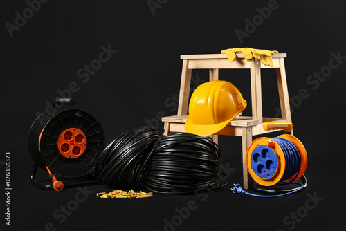 Stepladder with hardhat, ro...