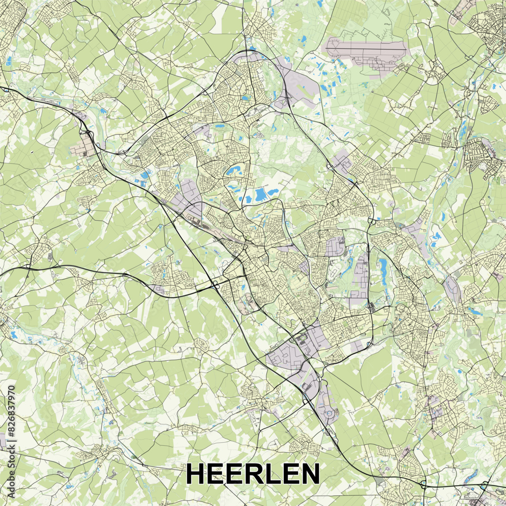 Fototapeta premium Heerlen, Netherlands Poster map art