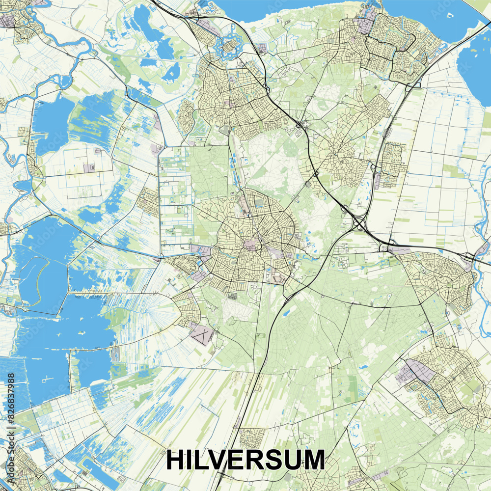 Fototapeta premium Hilversum, Netherlands Poster map art