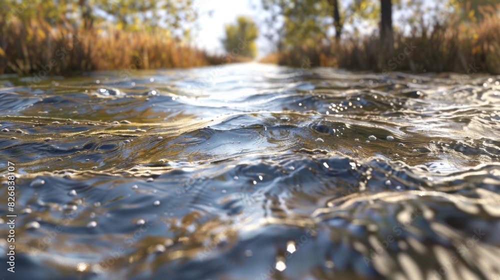 Obraz premium The water is calm and still, with a few bubbles floating on the surface