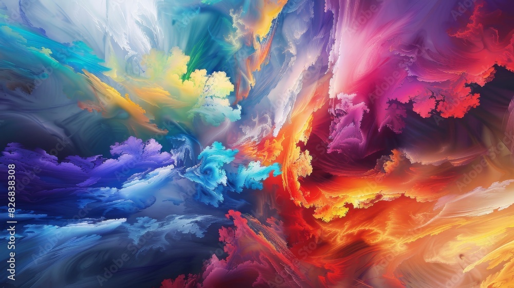Fototapeta premium Vibrant Swirling Patterns Abstract Landscape with Explosive Colors