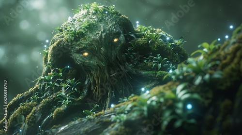 plantbased alien species with chlorophyllrich skin on a forest planet with massive trees and bioluminescent flowers photo